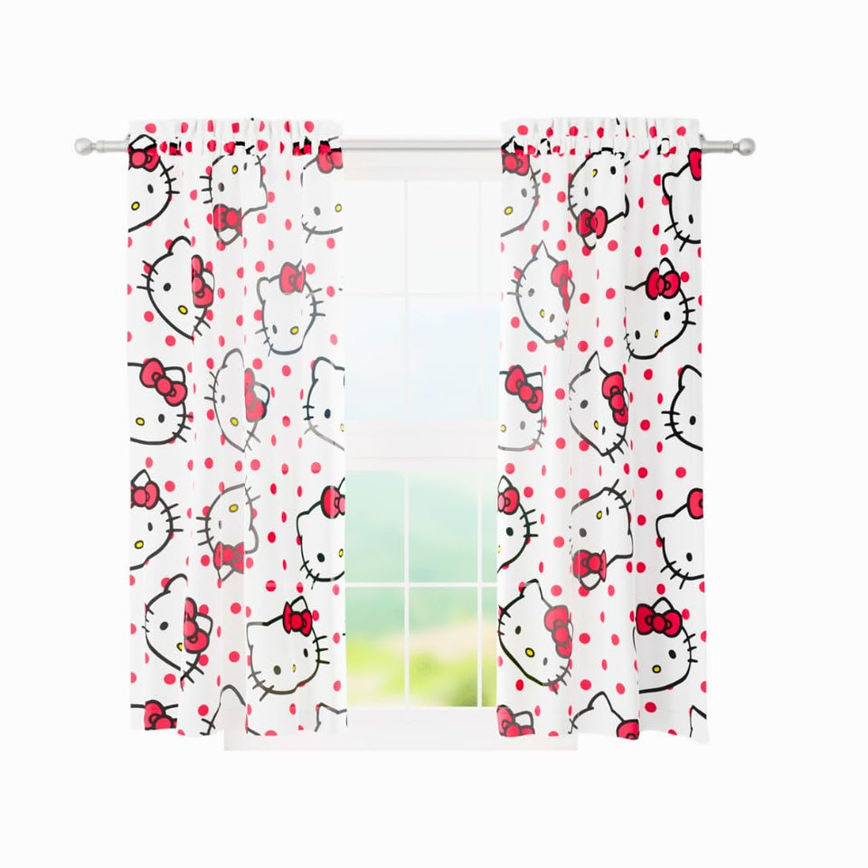 Franco Hello Kitty curtains with a playful face pattern for a cheerful kids’ space