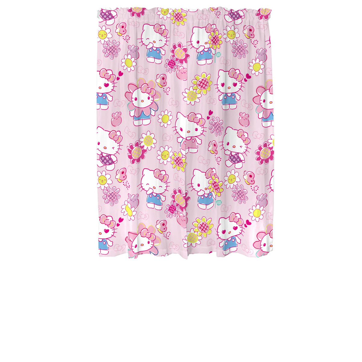 Franco Hello Kitty curtains offer two length options to fit most windows.