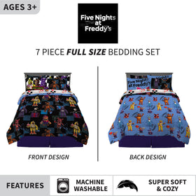 Franco Kids Bedding Freddy’s Crew comforter back design, bold blue backdrop sparks imaginative playtime.