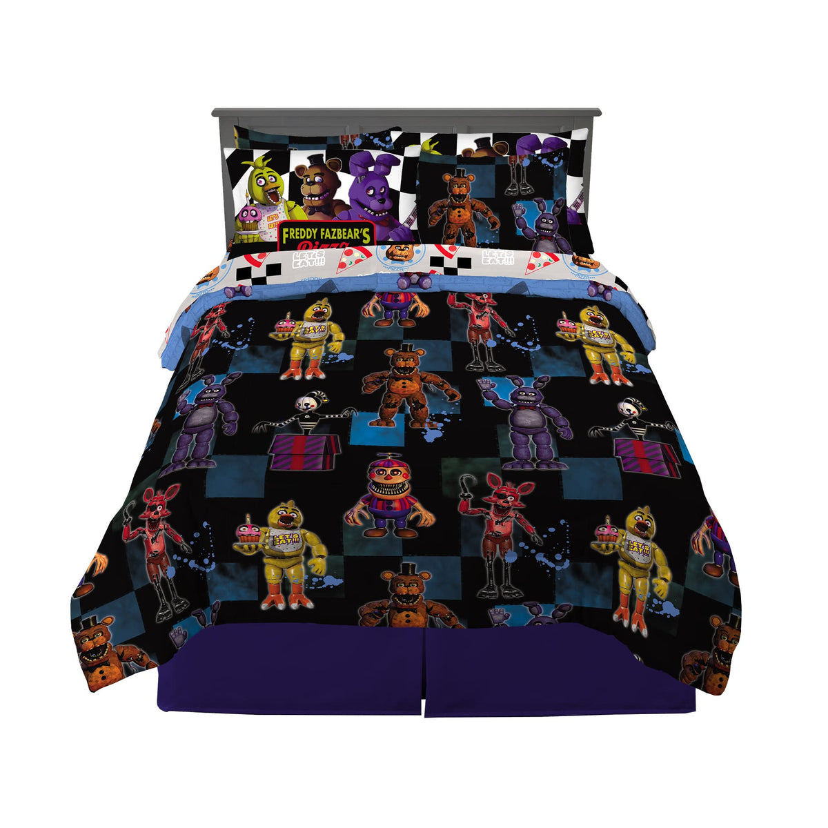 Franco Kids Bedding Freddy’s Crew comforter front design, dual-themed look for mixed-bedroom styles, ideal for quick room refresh.
