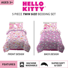 Franco Hello Kitty floral pink side comforter adds a soft, playful look for bedtime