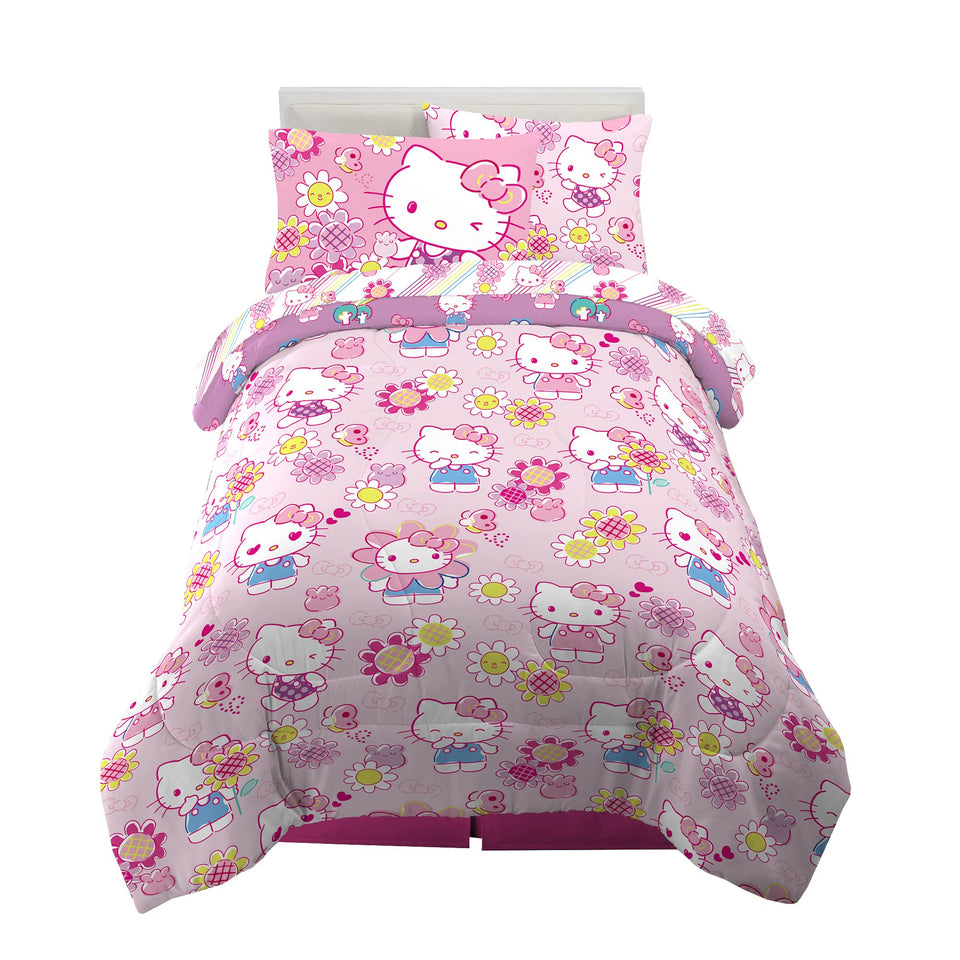 Franco Hello Kitty Rainbow Garden comforter with rainbow flowers brightening kids' space