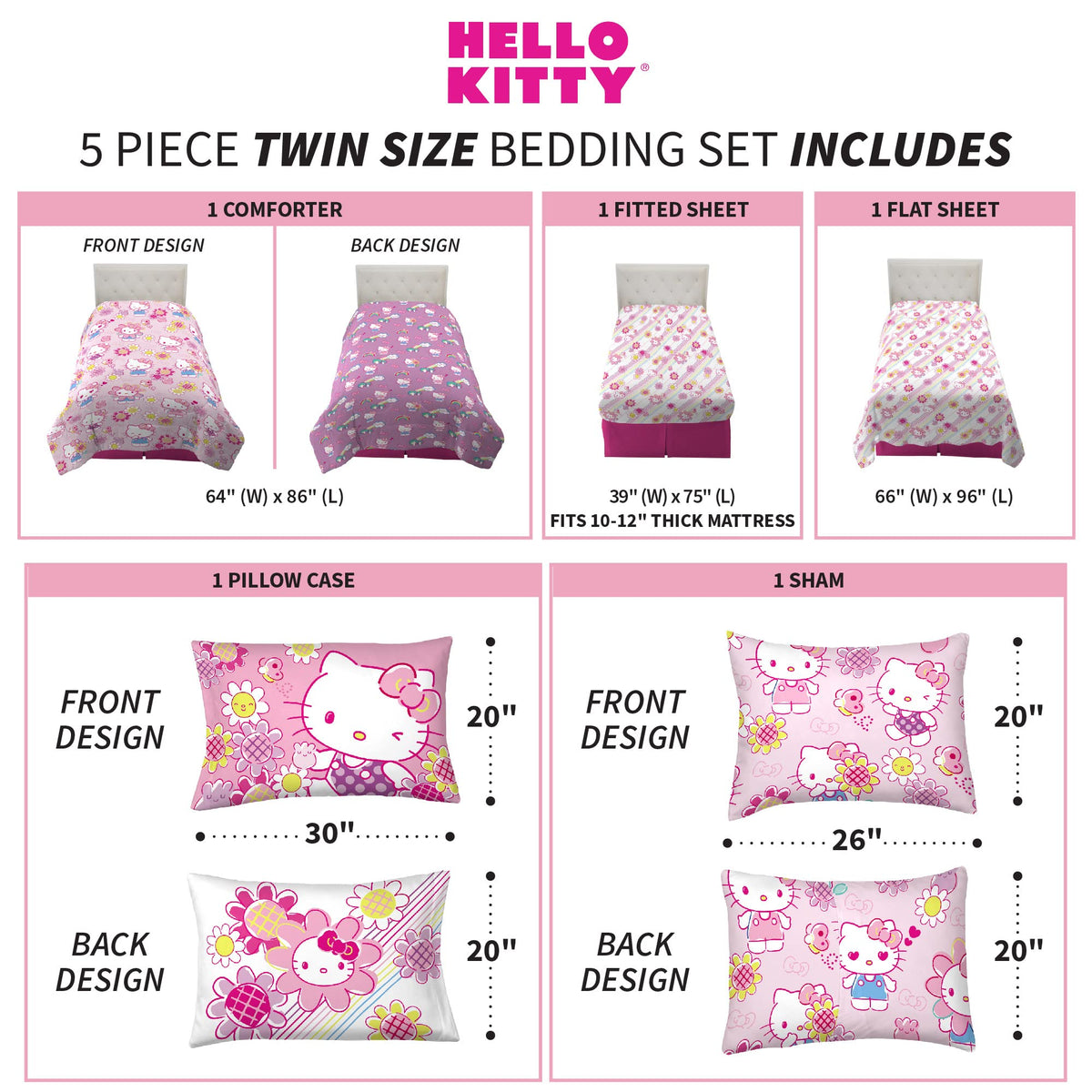 Franco Hello Kitty rainbow side comforter delivers vibrant color options for cozy evenings
