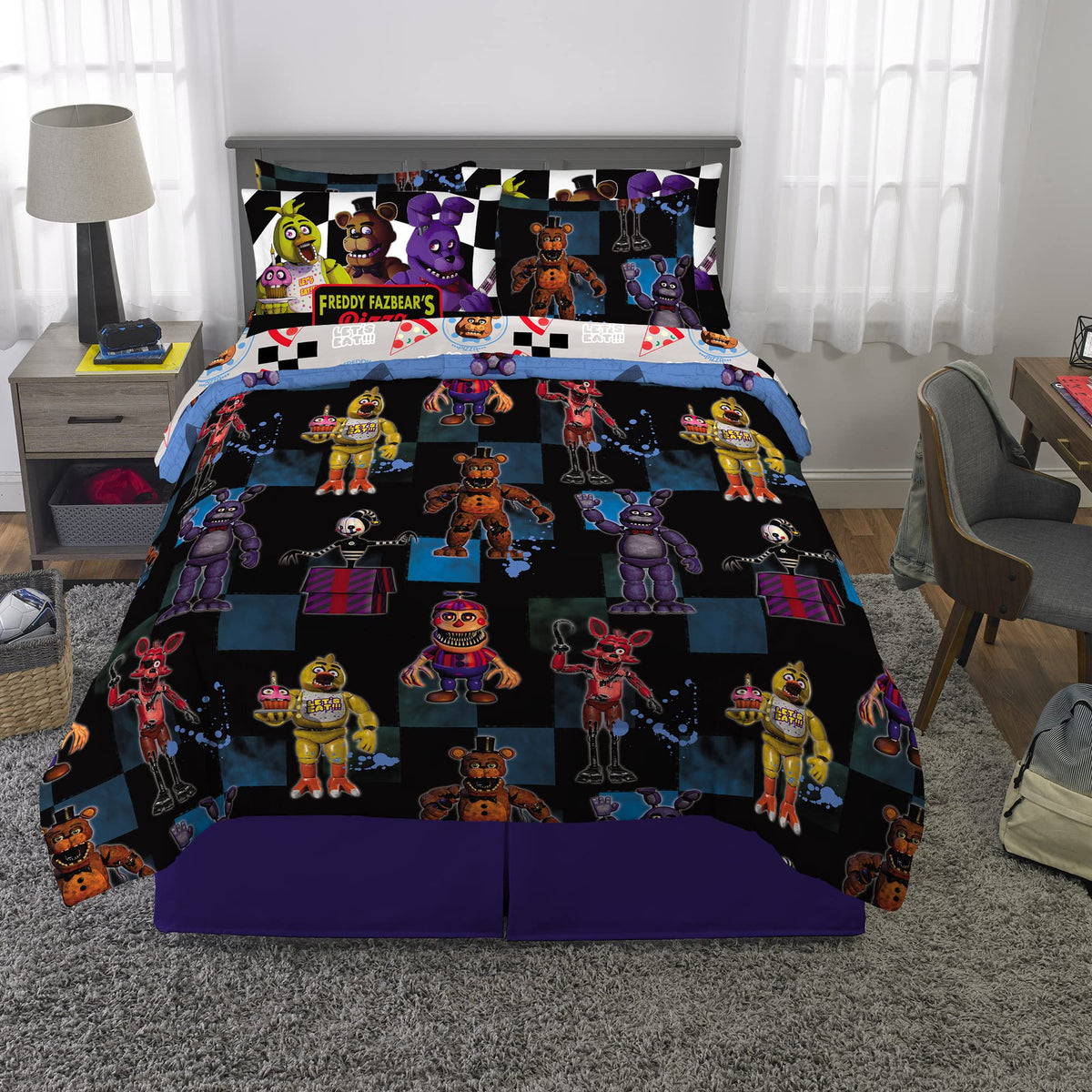 Franco pillow shams featuring Freddy’s Crew artwork for complete bed set look and comfort.