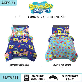 Franco SpongeBob comforter back side with dark blue underwater scene for versatile layering