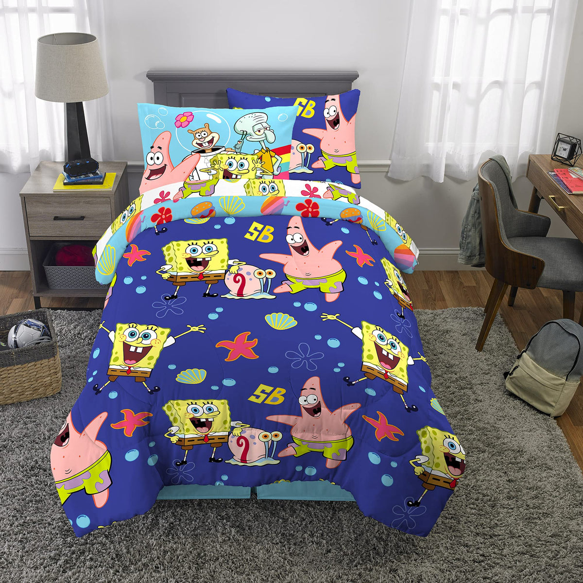Franco SpongeBob pillow shams coordinate with theme for bedtime comfort