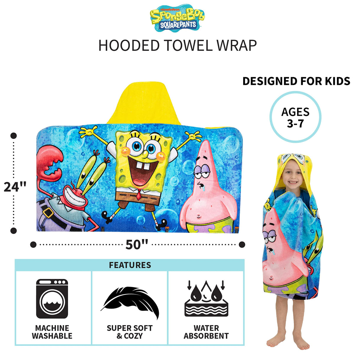 Franco cotton terry hooded towel wrap offers soft warmth and high absorbency.