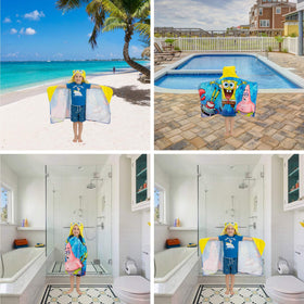 Franco hooded towel wrap worn as a poncho for easy, hands-free drying.