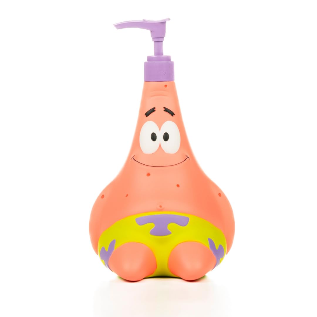 Franco Patrick Star pump dispenser front view for playful bathroom decor and easy soap access.