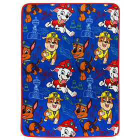 Franco Paw Patrol 62x90 blanket on bed for lounging warmth.