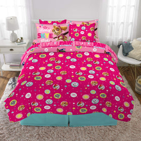 Franco Paw Patrol all-over pup print on dark pink adds lively bedroom decor.