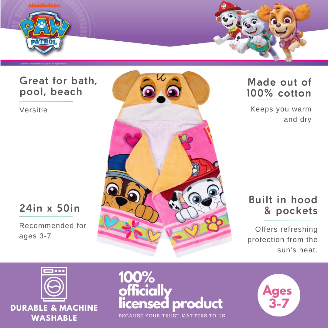 Franco Paw Patrol Chase hooded towel with 3D ears for playful drying