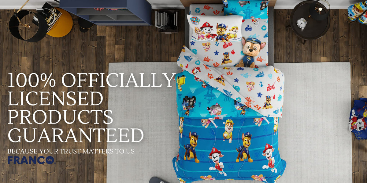 Franco Paw Patrol flat sheet 66 by 96 inches for twin beds.