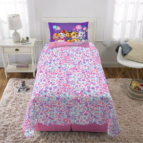 Franco Paw Patrol girls bed scene showing complete twin bedding on bed