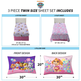 Franco Paw Patrol girls floral-detail flat sheet highlighting colorful design