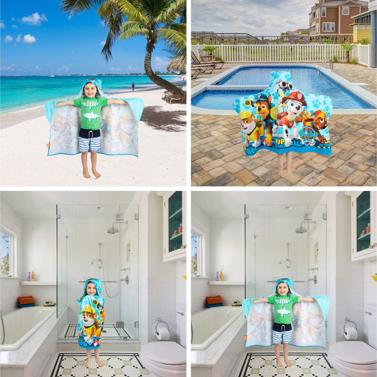 Franco Paw Patrol towel measures 24 by 50 inches for growing kids