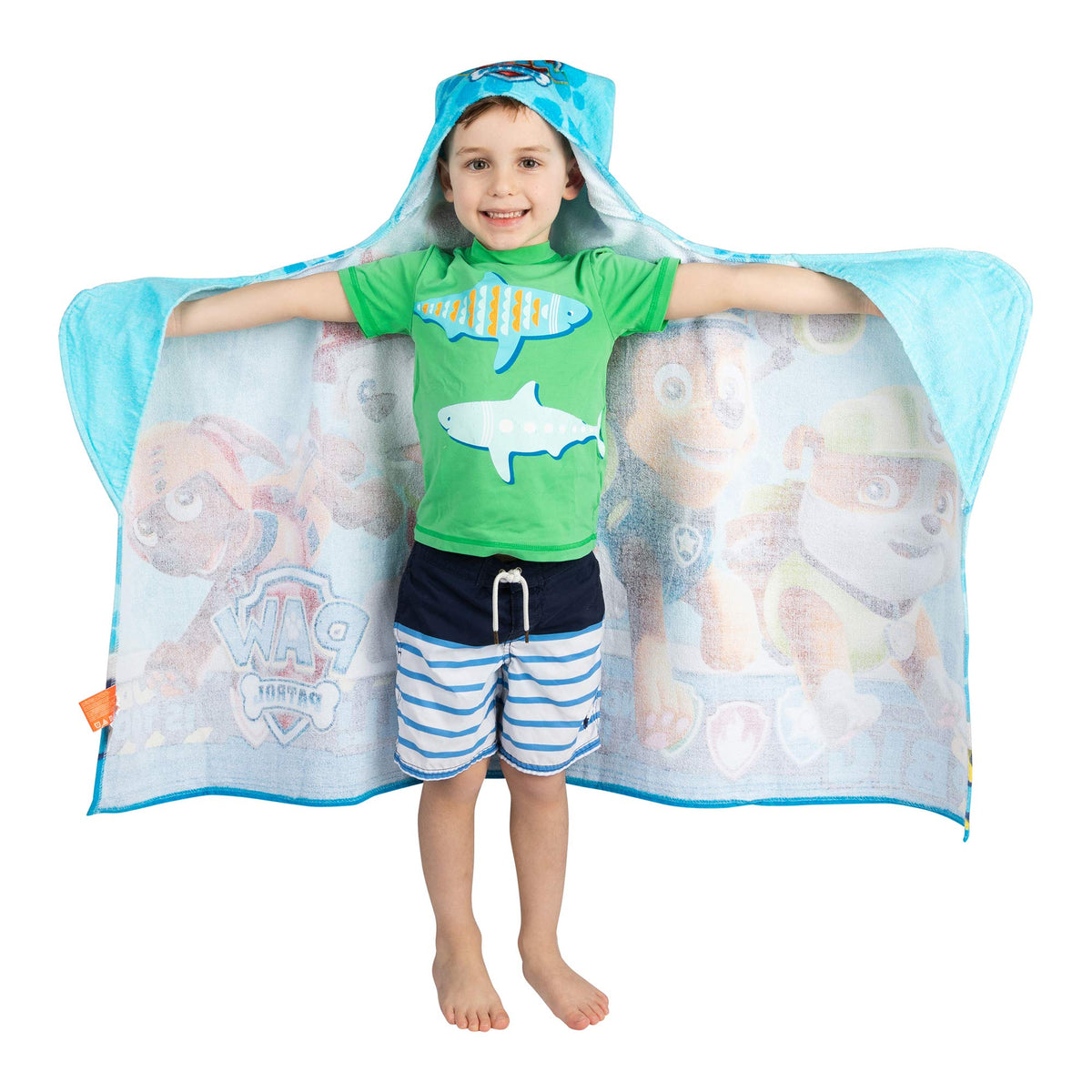 Franco Paw Patrol towel close-up shows soft terry cotton texture for pool days