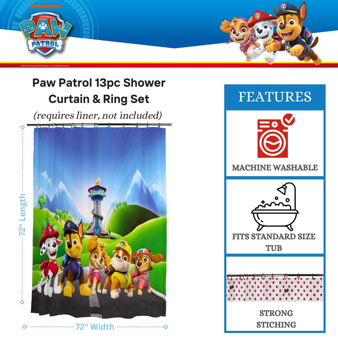 Franco Paw Patrol rings included for easy curtain hanging.