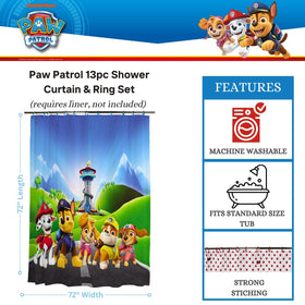 Franco Paw Patrol rings included for easy curtain hanging.