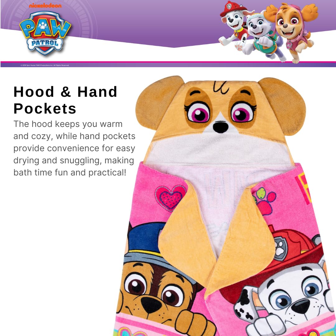 Franco Paw Patrol Marshall hooded towel with bold graphics for poolside fun