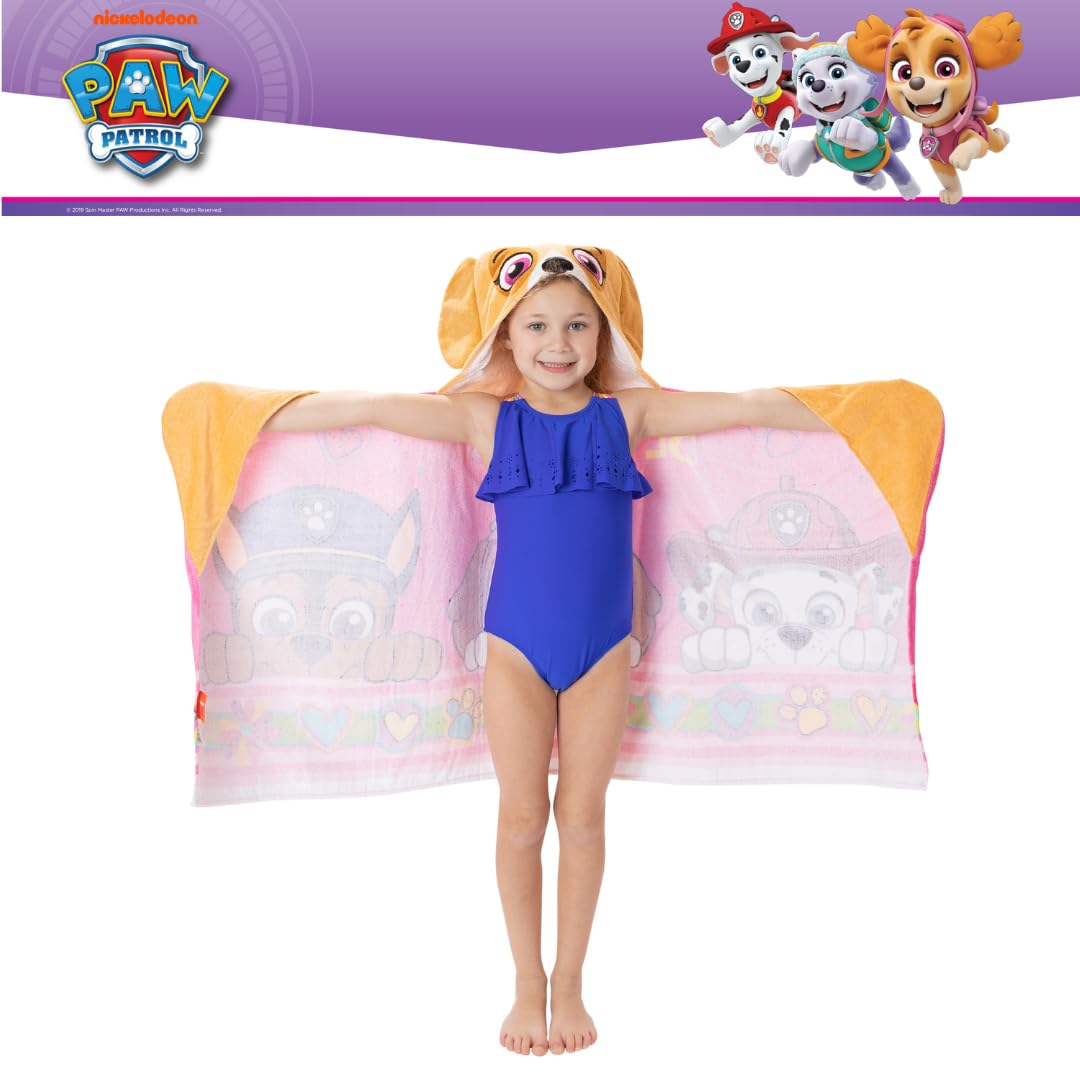 Franco Paw Patrol Be Paw-some pink background towel wrap for drying