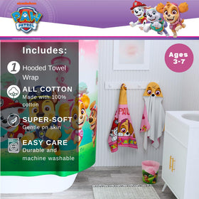 Franco Paw Patrol Skye hooded towel with 3D ears for cozy baths
