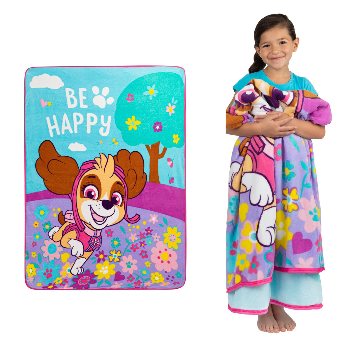 Franco Paw Patrol Skye throw close-up showing plush design for cozy use.