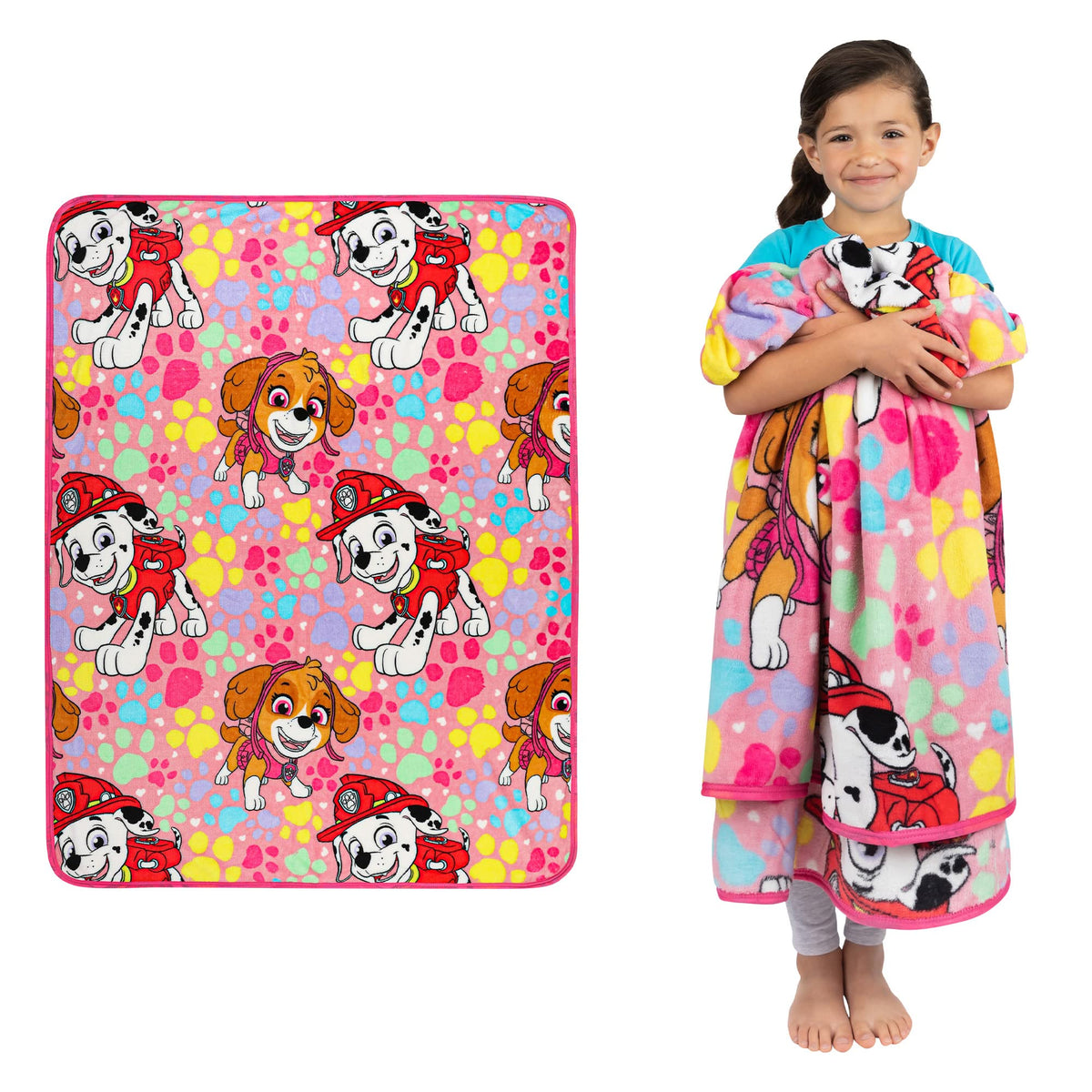 Franco Paw Patrol throw design featuring Marshall and Skye for cozy playtime