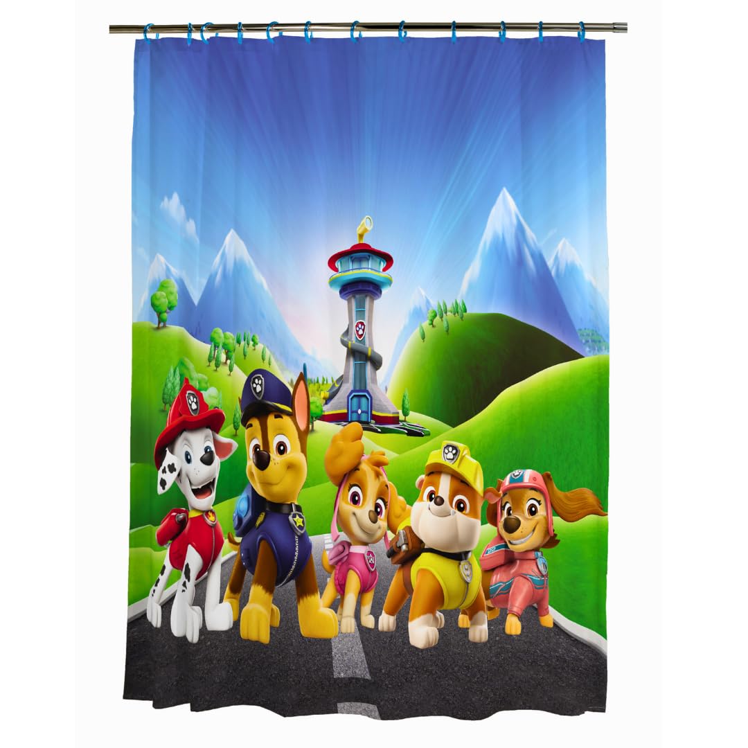 Franco Paw Patrol tower curtain design for kids' baths, enhancing bath time.