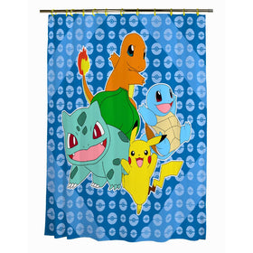 Franco Pokemon anime curtain panel with vibrant character art for playful bathroom decor