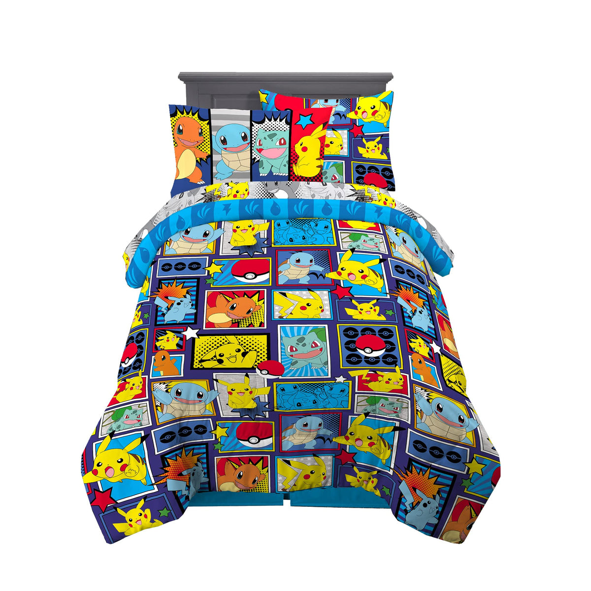 Franco Pokémon Comics reversible comforter for cozy twin bedding.