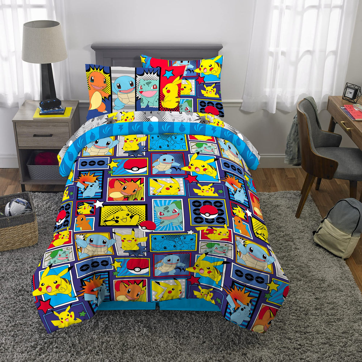 Franco Pokémon Comics sheets and pillowcases feature character prints.