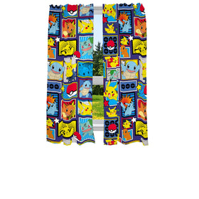 Franco Pokemon curtains with Pikachu on blue background for a playful kid's room.