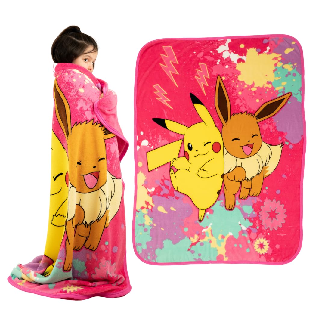Franco Pokemon Pikachu Eevee throw with vibrant print for cozy lounging