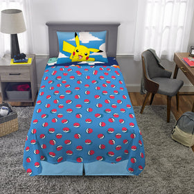 Franco Pokemon room idea shows a cozy twin bedding setup in action.