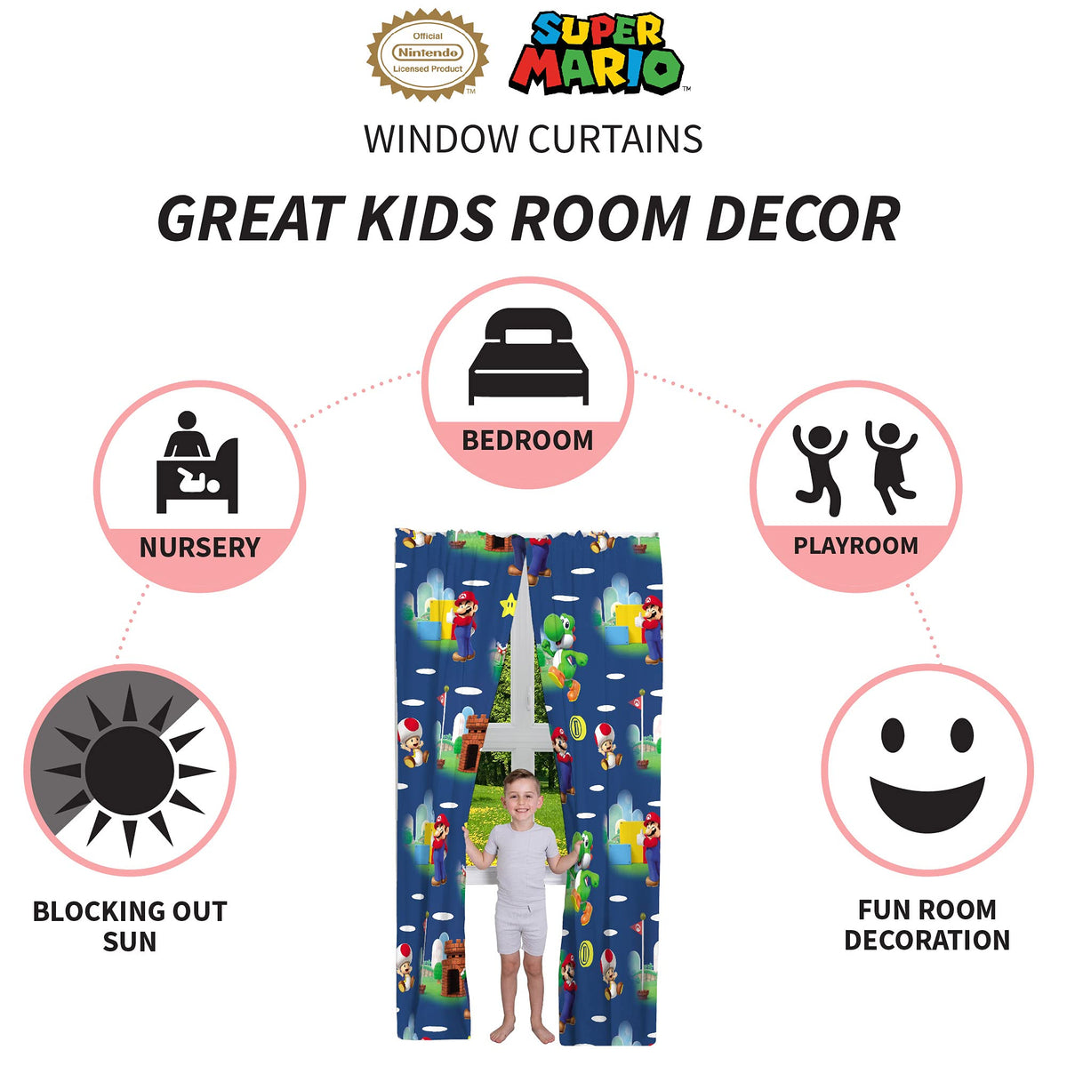 Franco soft microfiber curtain panels provide gentle light filtering for nurseries and playrooms.
