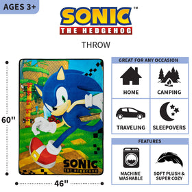 Franco Sonic Hedgehog design throw with bold colors for playtime and travel