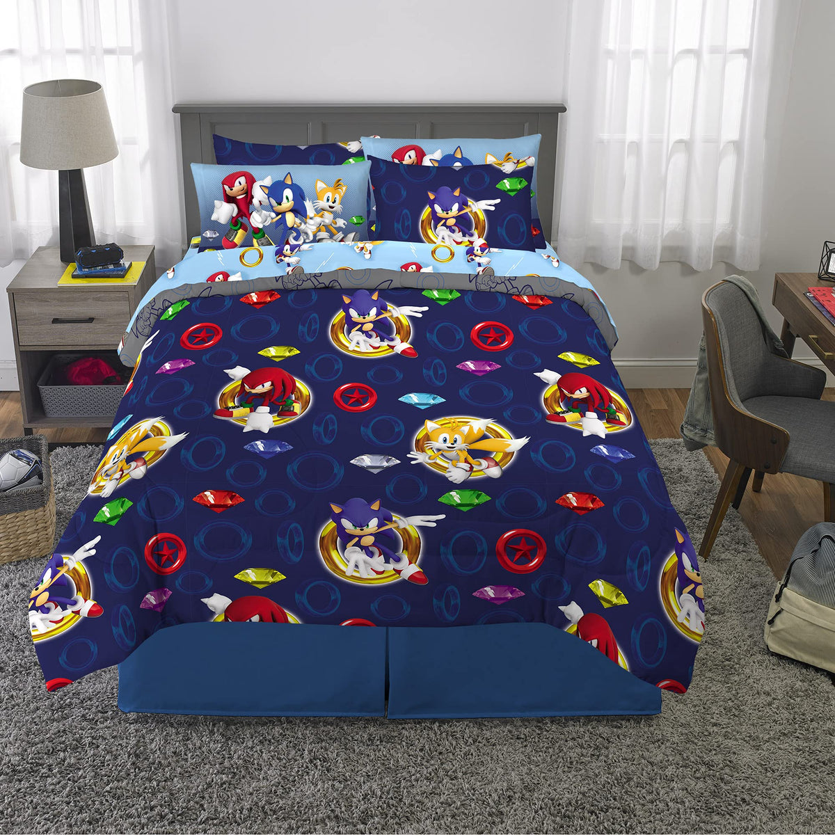 Franco Sonic pillowcases match the theme for quick bed styling