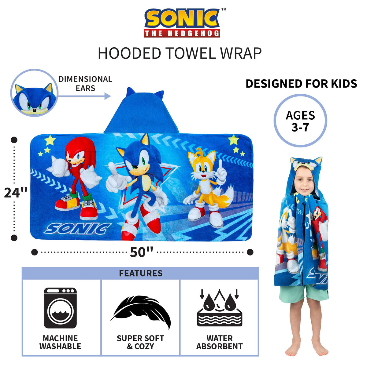 Franco Sonic hooded towel wrap wearable cape offers versatile use after baths.
