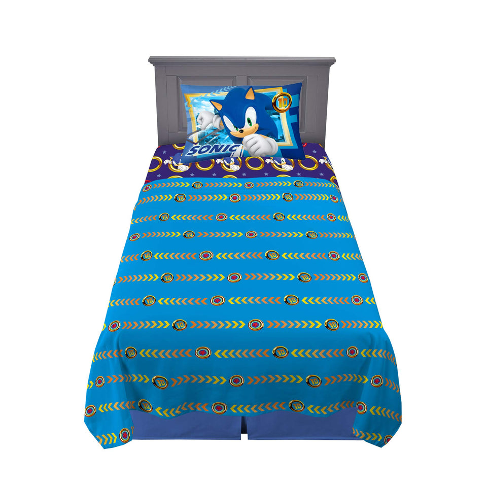 Franco Sonic On The Move fitted sheet with bright colors for a lively bedtime setup.