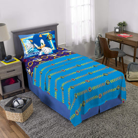 Franco Sonic ring-print flat sheet features playful rings for imaginative nights.