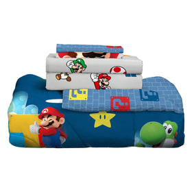 Franco Super Mario bedding queen size set fits standard beds with bold game inspired style