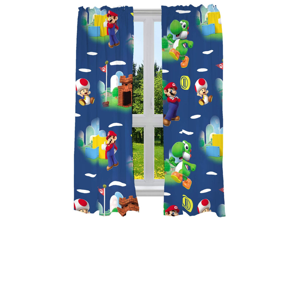 Franco Super Mario curtains brighten a kid’s room with playful decor and privacy.