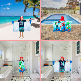 Franco Super Mario towel at beach day offers quick-drying comfort.
