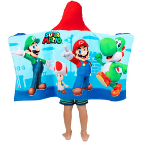 Franco Super Mario hooded towel wrap with Luigi and Yoshi warmth.
