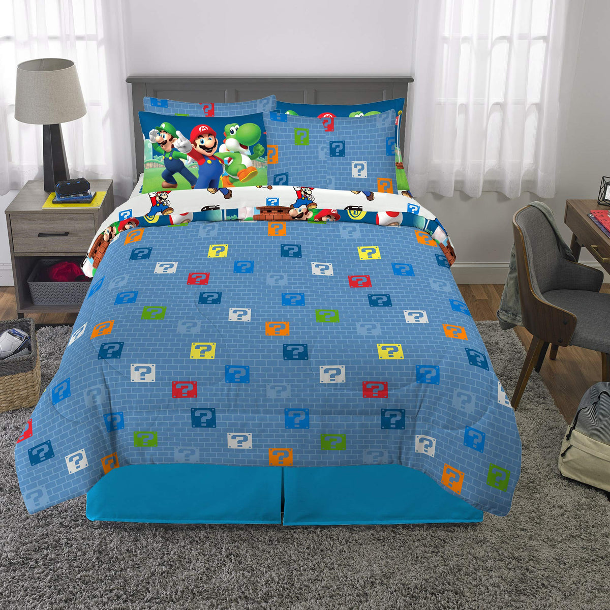 Franco pillow shams pair with the set for a playful bedroom vibe