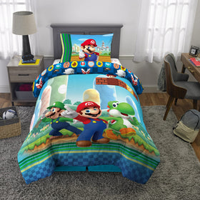Franco Super Mario pillow case showcases iconic characters to inspire bedtime stories.
