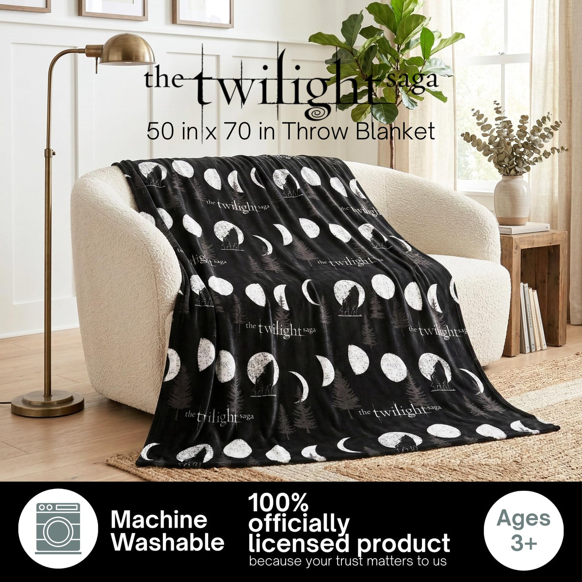 Franco Twilight Saga Throw hand-drawn graphics add retro indie flair on plush fabric.