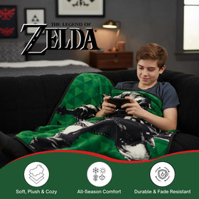 Franco Zelda hero Link soft plush throw, comforting for lounging and naps.