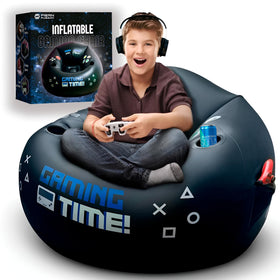 FranFusion inflatable gaming chair with cup holder keeps drinks handy during play